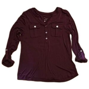 a new day S top button pockets roll up sleeves